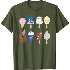 imageStar Wars Characters as Nostalgic Ice Cream TShirtOlive Green