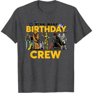 imageStar Wars Classic Characters Birthday Crew Party Matching TShirtDark Heather Grey