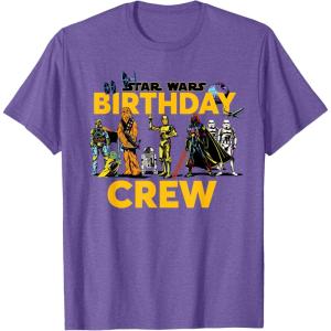 imageStar Wars Classic Characters Birthday Crew Party Matching TShirtPurple Heather