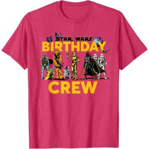 imageStar Wars Classic Characters Birthday Crew Party Matching TShirtRed Heather