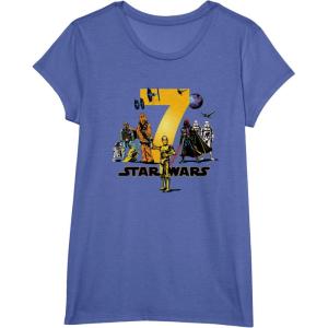 imageStar Wars Classic Characters Seventh Birthday 7 Years Old TShirtBright Blue Heather