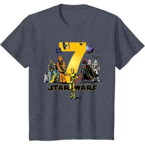 imageStar Wars Classic Characters Seventh Birthday 7 Years Old TShirtHeather Blue