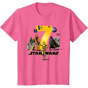 imageStar Wars Classic Characters Seventh Birthday 7 Years Old TShirtPink Heather