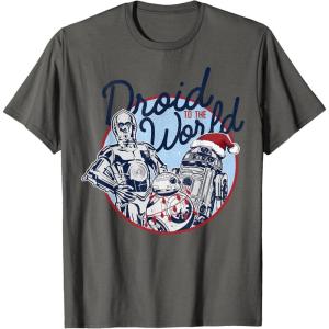 imageStar Wars Droid To The World Christmas Spirit TShirt TShirtAsphalt Grey