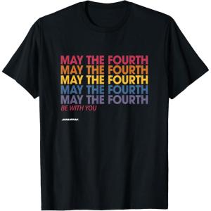 imageStar Wars May The Fourth Be With You Stacked Colors Vintage TShirtBlack