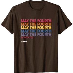 imageStar Wars May The Fourth Be With You Stacked Colors Vintage TShirtBrown