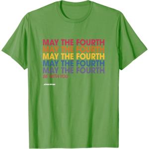 imageStar Wars May The Fourth Be With You Stacked Colors Vintage TShirtGrass Green