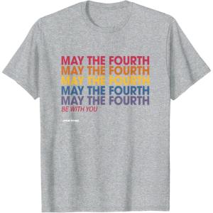 imageStar Wars May The Fourth Be With You Stacked Colors Vintage TShirtHeather Grey