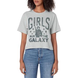 imageStar Wars Princess Leia Girls Run The Galaxy Disney Womens Crop TopHeather Grey