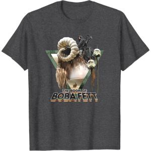 imageStar Wars The Book Of Boba Fett Bantha Riding Triangle Fill TShirtDark Heather Grey