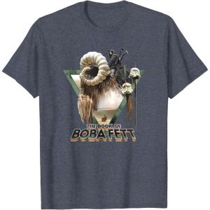 imageStar Wars The Book Of Boba Fett Bantha Riding Triangle Fill TShirtHeather Blue