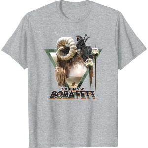 imageStar Wars The Book Of Boba Fett Bantha Riding Triangle Fill TShirtHeather Grey