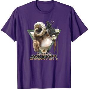 imageStar Wars The Book Of Boba Fett Bantha Riding Triangle Fill TShirtPurple