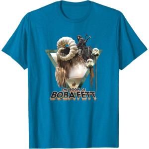 imageStar Wars The Book Of Boba Fett Bantha Riding Triangle Fill TShirtSapphire Blue