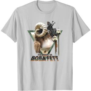 imageStar Wars The Book Of Boba Fett Bantha Riding Triangle Fill TShirtSilver Grey