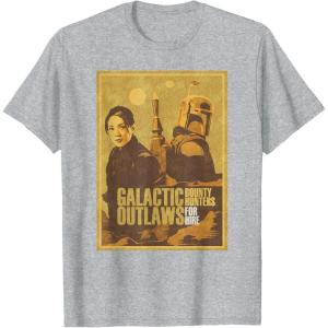 imageStar Wars The Book of Boba Fett Fennec Galactic Outlaws TShirtHeather Grey