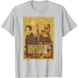 imageStar Wars The Book of Boba Fett Fennec Galactic Outlaws TShirtSilver Grey