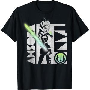 imageStar Wars The Clone Wars Ahsoka Tano Gradient Lightsaber TShirtBlack