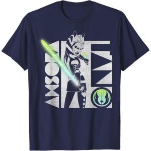 imageStar Wars The Clone Wars Ahsoka Tano Gradient Lightsaber TShirtNavy Blue