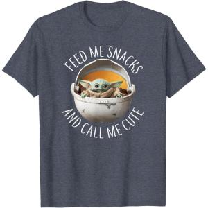 imageStar Wars The Mandalorian Grogu Feed Snacks ampamp Call Me Cute TShirtHeather Blue