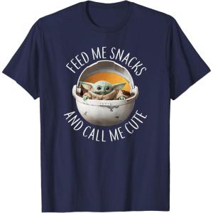 imageStar Wars The Mandalorian Grogu Feed Snacks ampamp Call Me Cute TShirtNavy Blue