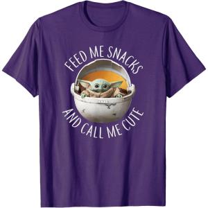 imageStar Wars The Mandalorian Grogu Feed Snacks ampamp Call Me Cute TShirtPurple
