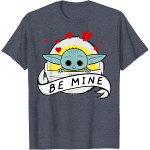 imageStar Wars The Mandalorian The Child Be Mine Valentines Day TShirtHeather Blue