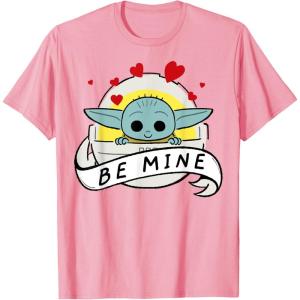 imageStar Wars The Mandalorian The Child Be Mine Valentines Day TShirtPink