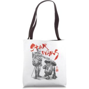 imageStar Wars Visions C3PO R2D2 Black and White Color Pop Tote Bag