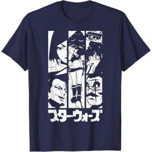 imageStar Wars Visions Lop ampamp Ocho Group Shot Panels TShirtNavy Blue