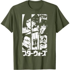 imageStar Wars Visions Lop ampamp Ocho Group Shot Panels TShirtOlive Green