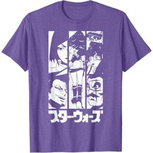 imageStar Wars Visions Lop ampamp Ocho Group Shot Panels TShirtPurple Heather
