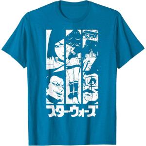 imageStar Wars Visions Lop ampamp Ocho Group Shot Panels TShirtSapphire Blue