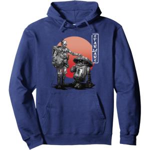 imageStar Wars Visions Samurai Droid Sunset Pullover HoodieNavy Blue