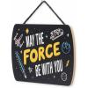 imageDisney Star Wars The Mandalorian Baby Yoda Force is Strong With This Little One Hanging Wood Wall Decor  Grogu The ChildBlackGold