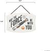 imageDisney Star Wars The Mandalorian Baby Yoda Force is Strong With This Little One Hanging Wood Wall Decor  Grogu The ChildCreamBlack