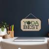 imageDisney Star Wars The Mandalorian Baby Yoda Force is Strong With This Little One Hanging Wood Wall Decor  Grogu The ChildTanGreen