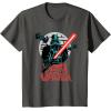 imageStar Wars Darth Vader with Lightsaber Block Print Style TShirtAsphalt Grey