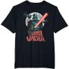 imageStar Wars Darth Vader with Lightsaber Block Print Style TShirtBlack