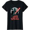 imageStar Wars Darth Vader with Lightsaber Block Print Style TShirtBlack