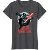 imageStar Wars Darth Vader with Lightsaber Block Print Style TShirtDark Heather Grey