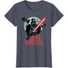 imageStar Wars Darth Vader with Lightsaber Block Print Style TShirtHeather Blue