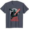 imageStar Wars Darth Vader with Lightsaber Block Print Style TShirtHeather Blue