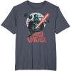 imageStar Wars Darth Vader with Lightsaber Block Print Style TShirtHeather Blue