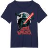 imageStar Wars Darth Vader with Lightsaber Block Print Style TShirtNavy Blue