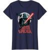 imageStar Wars Darth Vader with Lightsaber Block Print Style TShirtNavy Blue