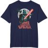 imageStar Wars Darth Vader with Lightsaber Block Print Style TShirtNavy Blue