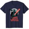imageStar Wars Darth Vader with Lightsaber Block Print Style TShirtNavy Blue