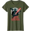 imageStar Wars Darth Vader with Lightsaber Block Print Style TShirtOlive Green