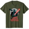 imageStar Wars Darth Vader with Lightsaber Block Print Style TShirtOlive Green